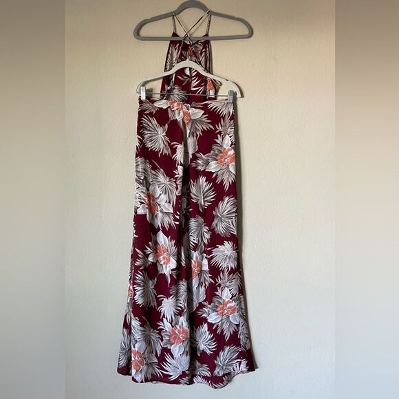 Reformation Charles Maxi Wine Red Dress Cut Out Backless Floral Size S - Picture 4 of 7